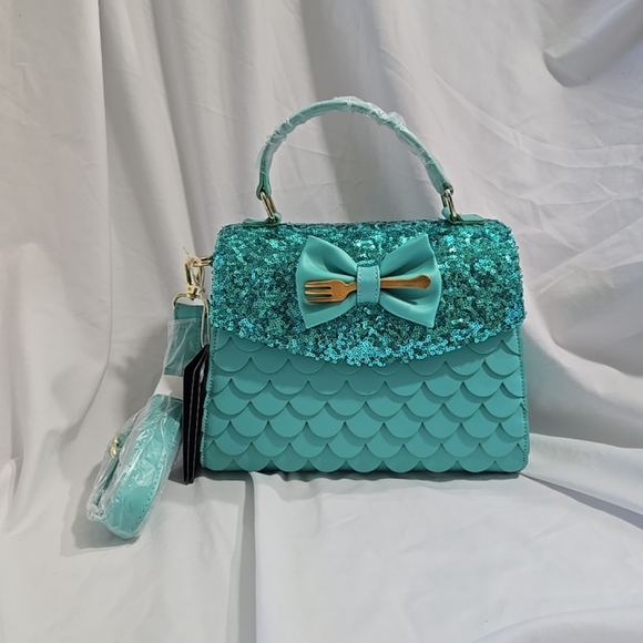 NWT Loungefly Disney The Little Mermaid Sequins Collection Crossbody Blue - Picture 1 of 10